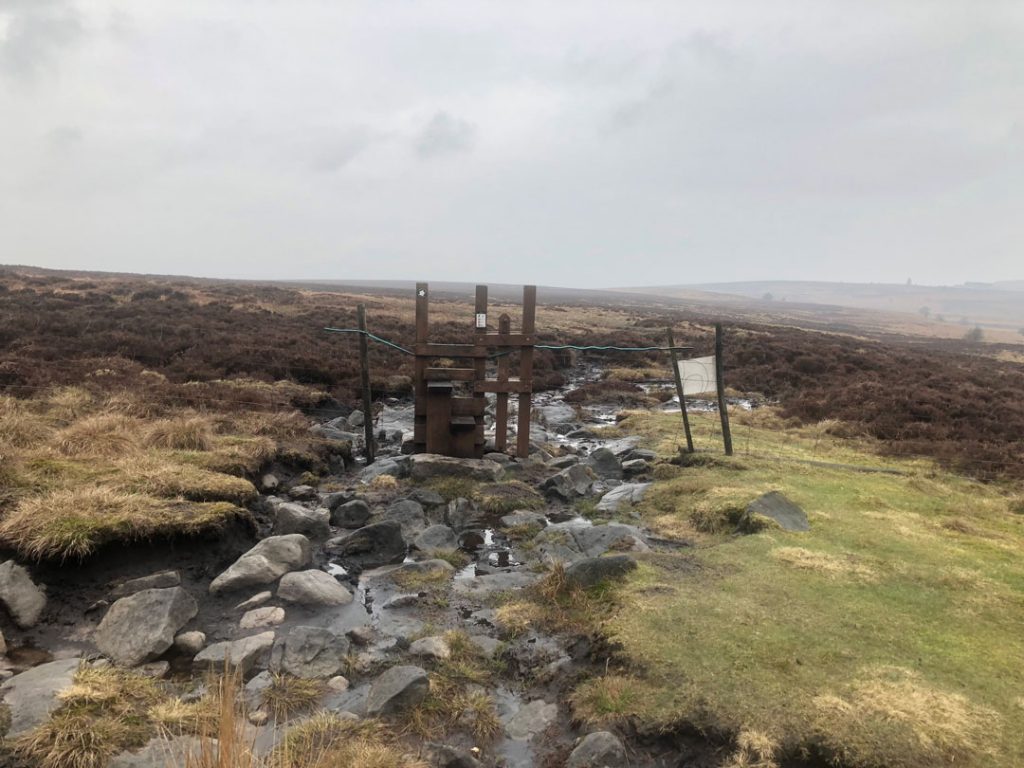 Trail across Rud Hill, Peak district