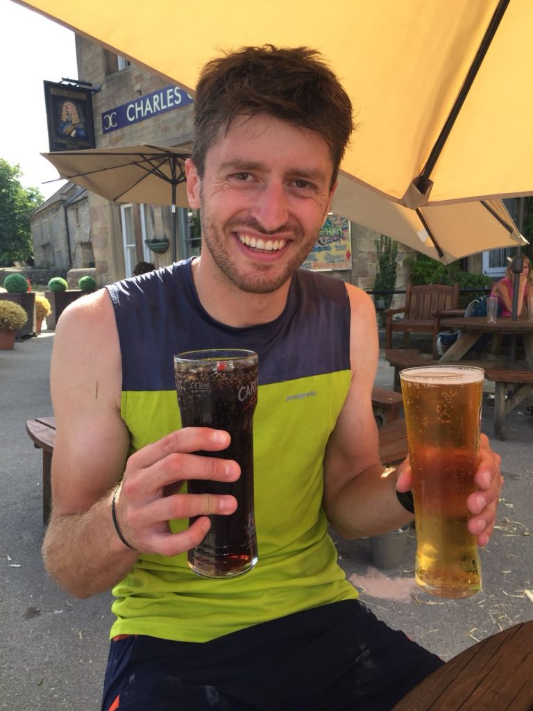 Well Deserved Pint After running the Dovedale Dipper Marathon